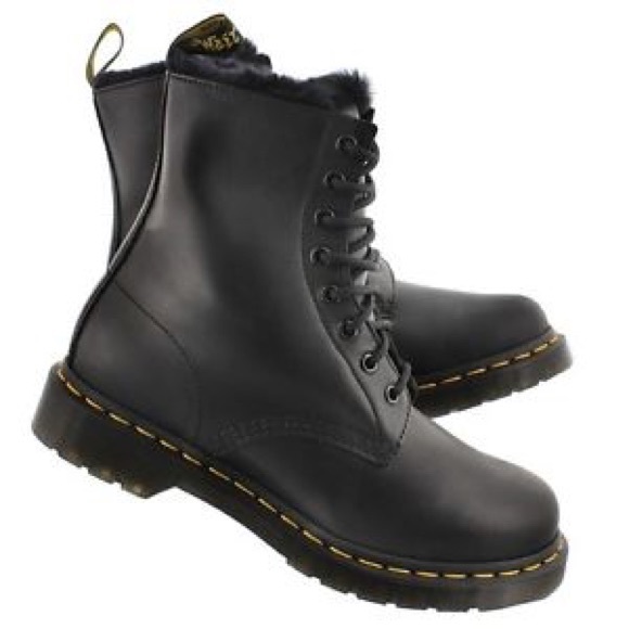 dr martens black fur